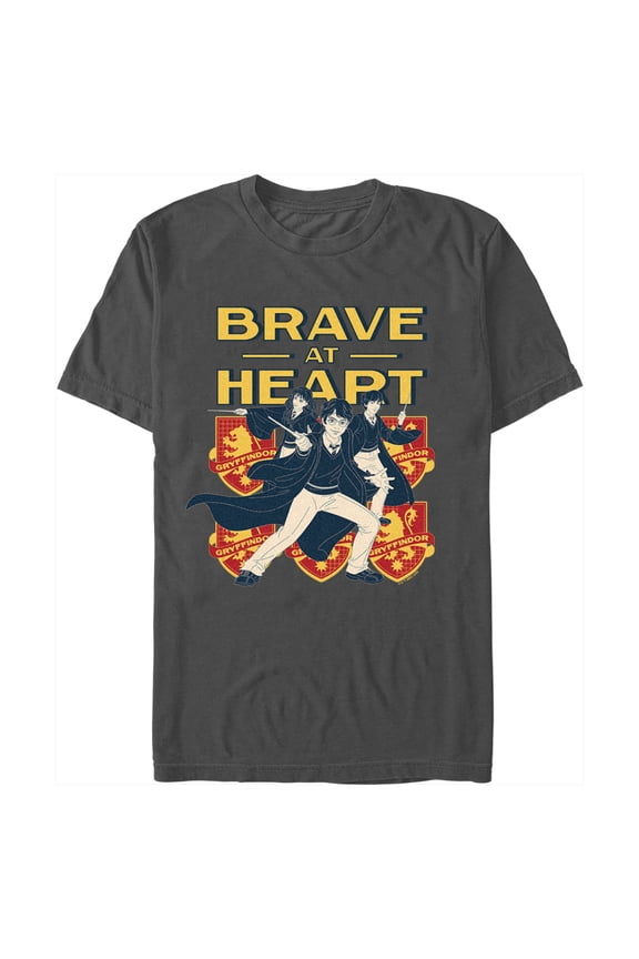 Men's Harry Potter Gryffindor Brave at Heart Graphic Tee Charcoal Small
