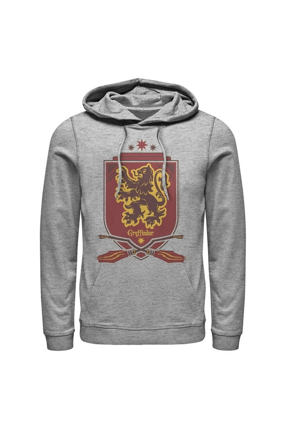 Men's Harry Potter Gryffindor House Shield Pull Over Hoodie Athletic Heather 2X Large
