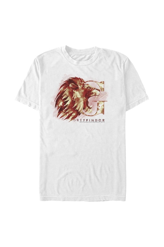 Men's Harry Potter Gryffindor Lion Watercolor  Graphic Tee White 3X Large