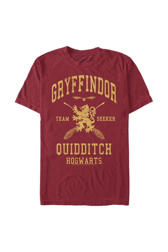 Men's Harry Potter Gryffindor Quidditch Gold Team Seeker Graphic Tee Cardinal 3X Large
