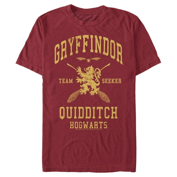 Men's Harry Potter Gryffindor Quidditch Gold Team Seeker Graphic Tee Cardinal Small