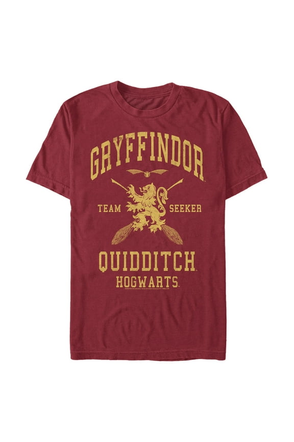 Men's Harry Potter Gryffindor Quidditch Gold Team Seeker Graphic Tee Cardinal Small