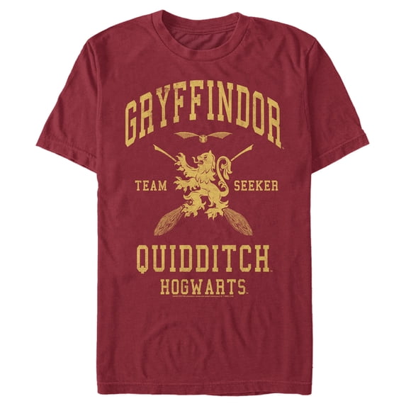 Men's Harry Potter Gryffindor Quidditch Gold Team Seeker Graphic Tee Cardinal X Large