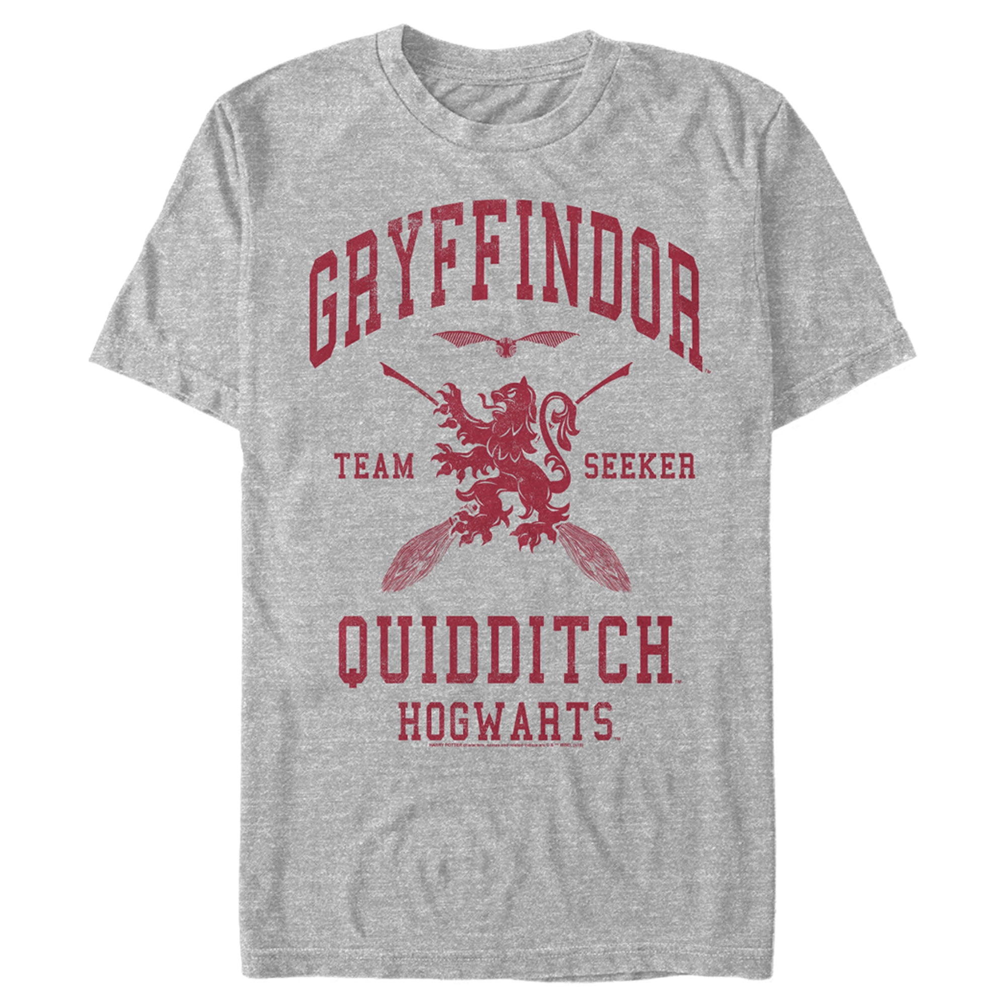 Men\'s Harry Potter Gryffindor Quidditch Heather Team Small Tee Seeker Graphic Athletic