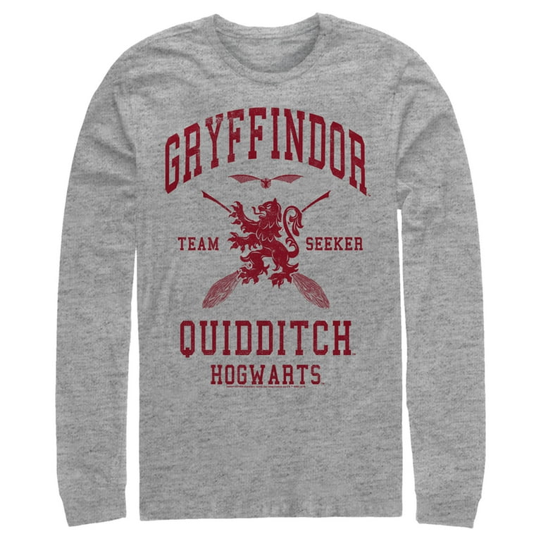 Gryffindor Medium Men\'s Quidditch Long Potter Seeker Heather Team Harry Shirt Sleeve Athletic