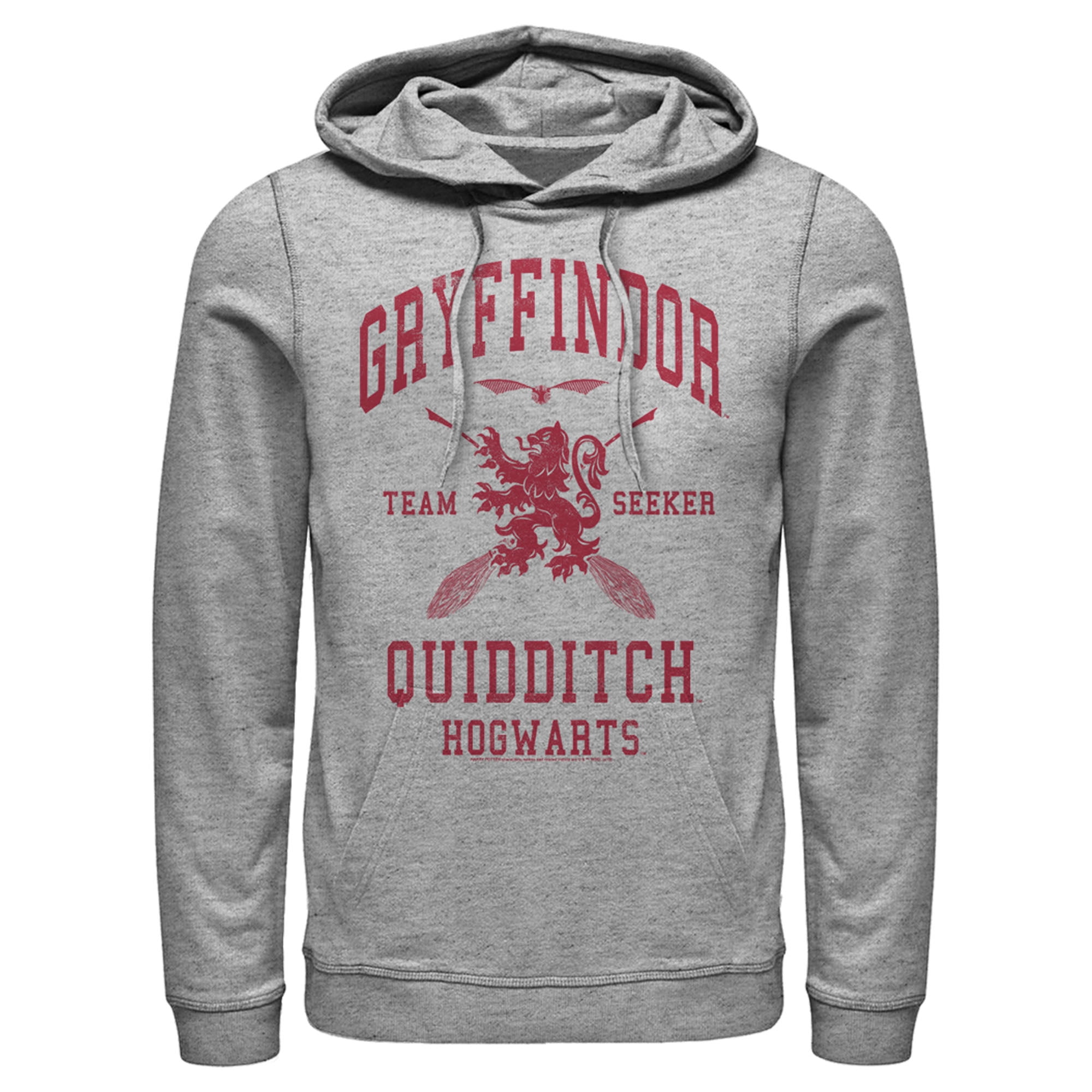 Men\'s Harry Potter Seeker Gryffindor Athletic Heather Over Team Pull Hoodie Large Quidditch