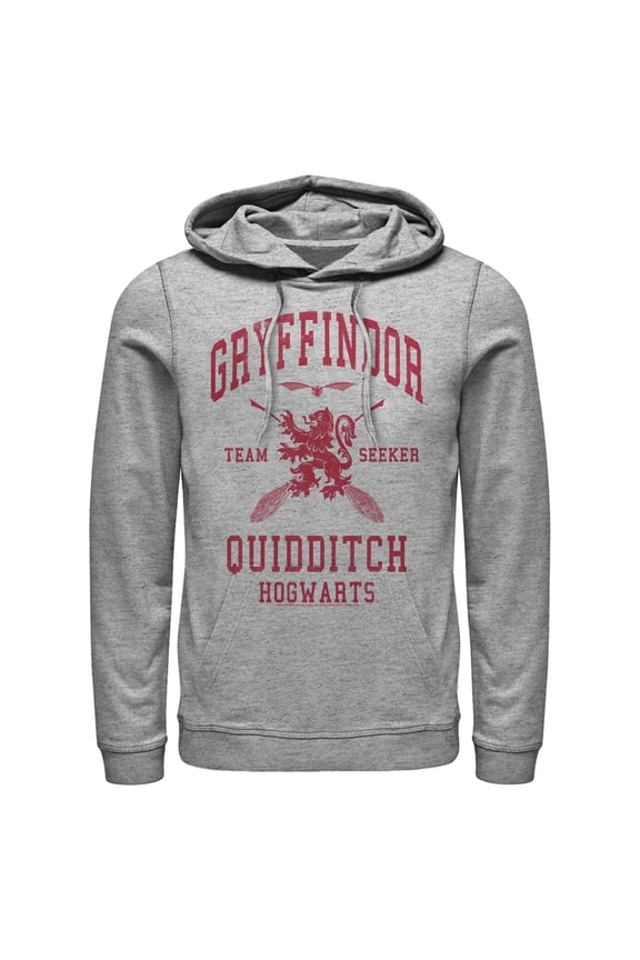 Men's Harry Potter Gryffindor Quidditch Team Seeker Pull Over Hoodie Athletic Heather X Large