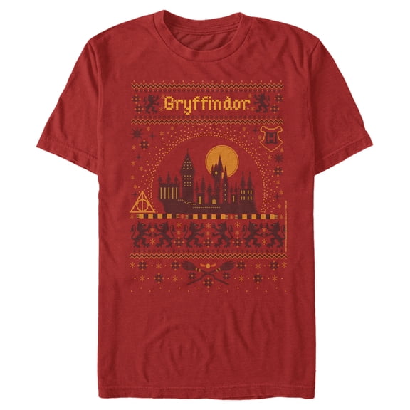 Men's Harry Potter Gryffindor Ugly Sweater Graphic Tee Red Small