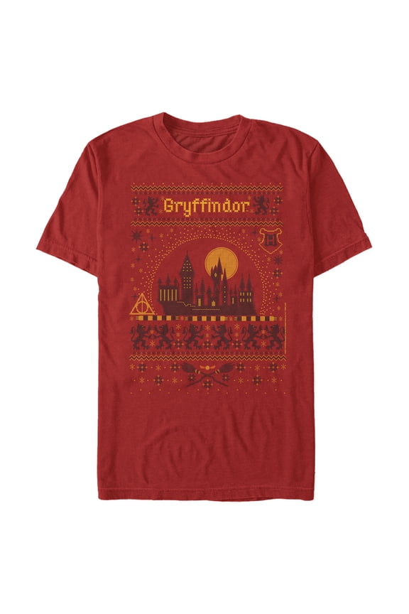 Men's Harry Potter Gryffindor Ugly Sweater Graphic Tee Red Small