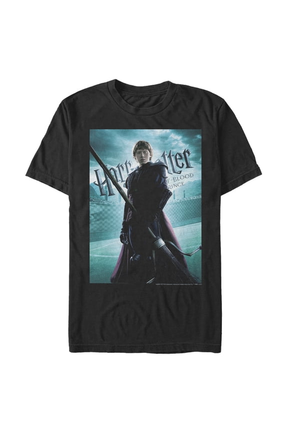 Men's Harry Potter Half-Blood Prince Ron Quidditch Poster Graphic Tee Black 3X Large