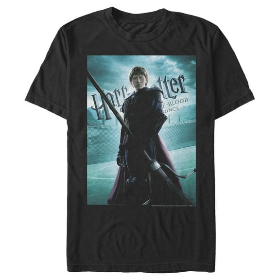Men's Harry Potter Half-Blood Prince Ron Quidditch Poster Graphic Tee Black X Large