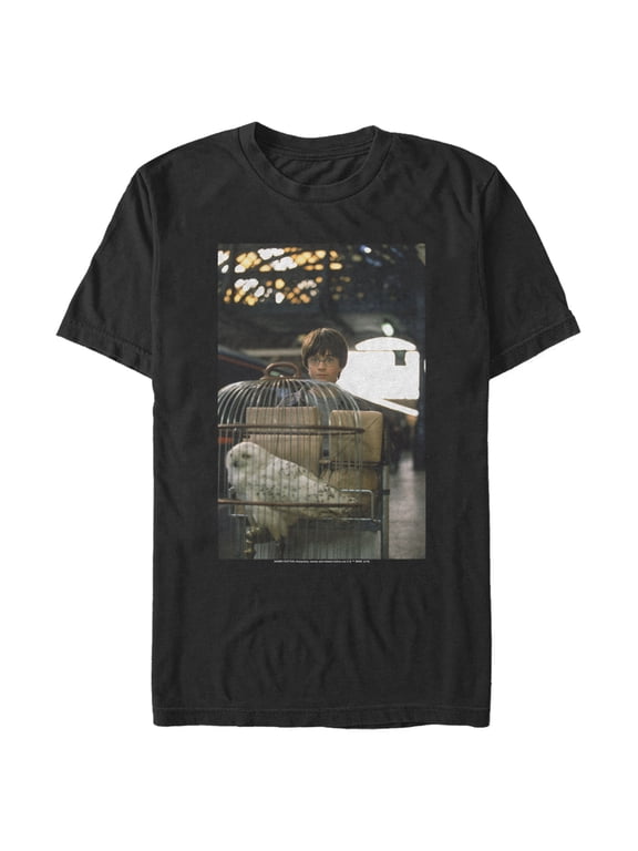 Men's Harry Potter Hedwig Train Scene Graphic Tee Black X Large
