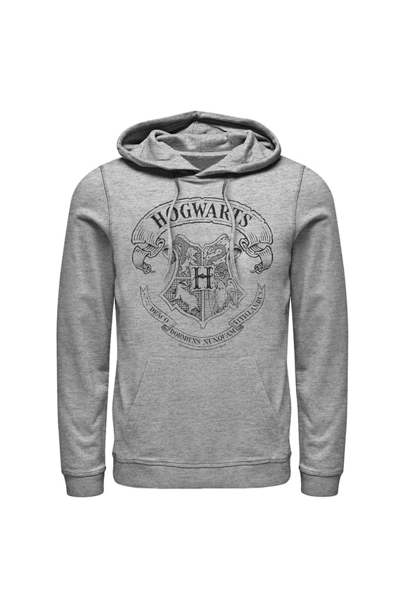 Men's Harry Potter Hogwarts 4 House Crest Pull Over Hoodie Athletic Heather 3X Large