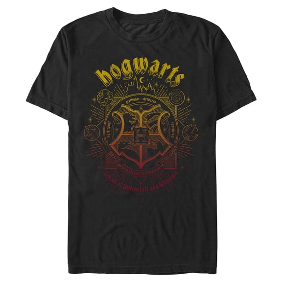Mens Harry Potter Hogwarts Shield Color Fade T Shirt