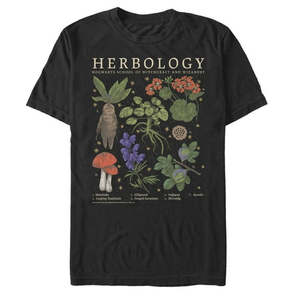 Men's Harry Potter Hogwarts Herbology Graphic Tee Black Medium