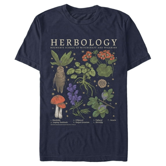 Men's Harry Potter Hogwarts Herbology Graphic Tee Navy Blue 2X Large