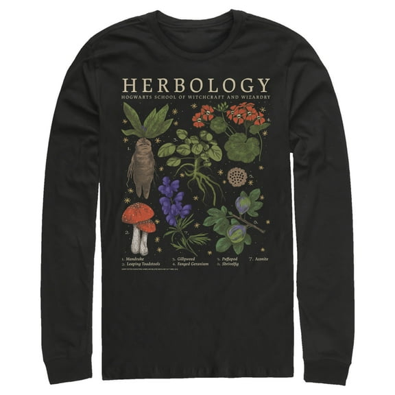 Men's Harry Potter Hogwarts Herbology  Long Sleeve Shirt Black 2X Large
