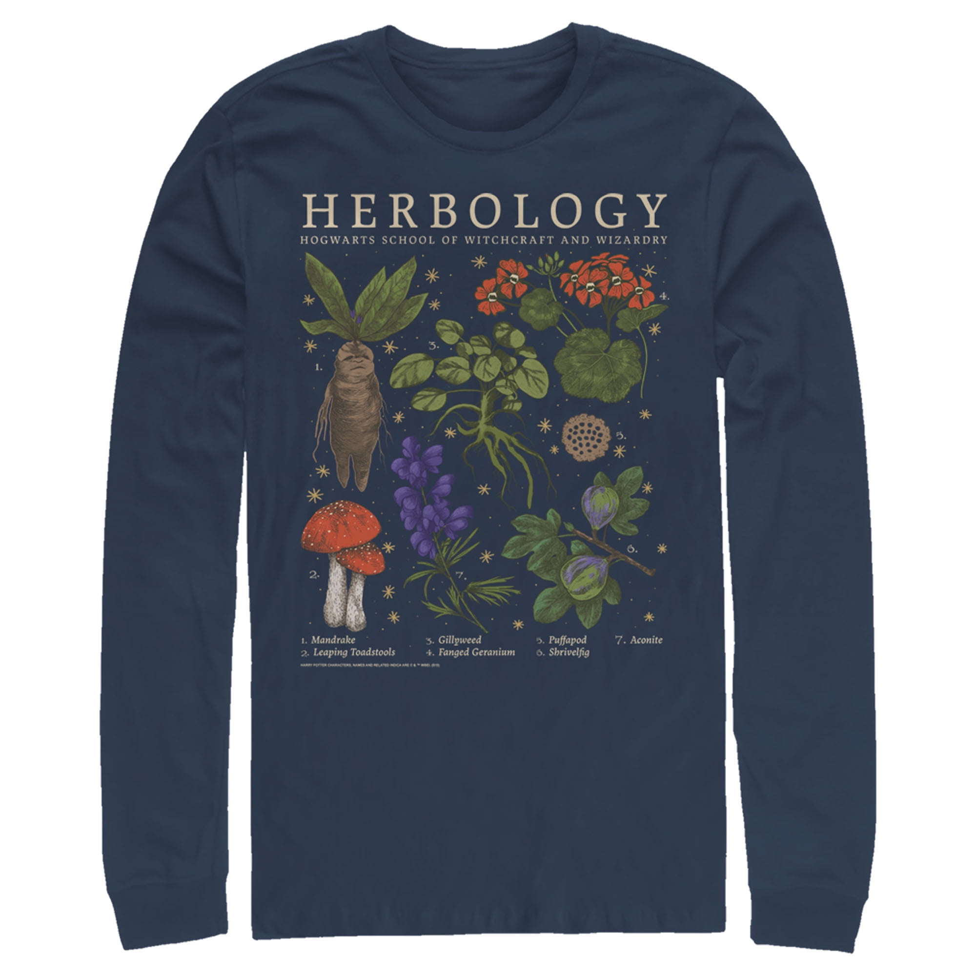 Men's Harry Potter Hogwarts Herbology Long Sleeve Shirt Navy Blue 2X