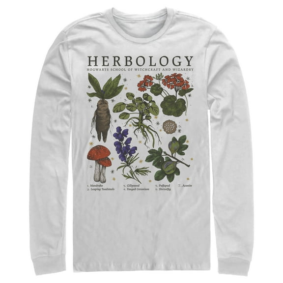 Men's Harry Potter Hogwarts Herbology  Long Sleeve Shirt White Large