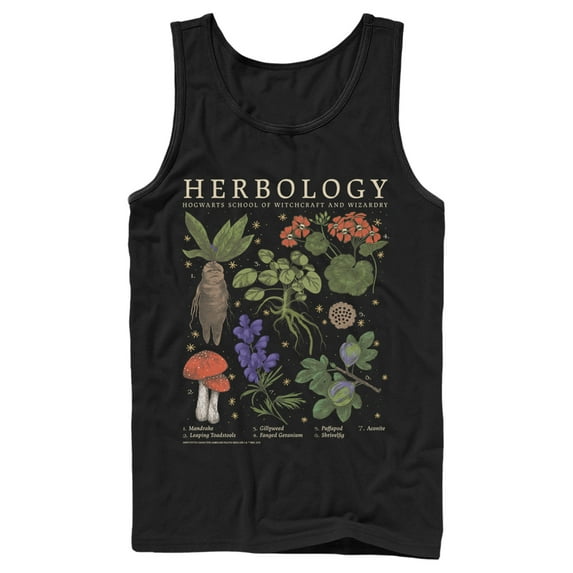 Men's Harry Potter Hogwarts Herbology Tank Top Black 2X Large