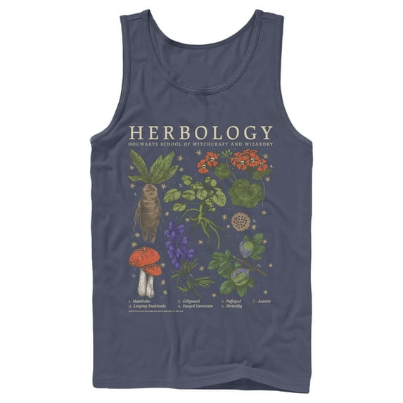 Men's Harry Potter Hogwarts Herbology Tank Top Navy Blue Small