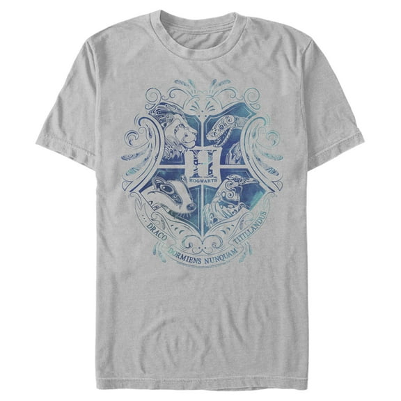 Men's Harry Potter Hogwarts Houses Blue Crest  Graphic Tee Silver Medium