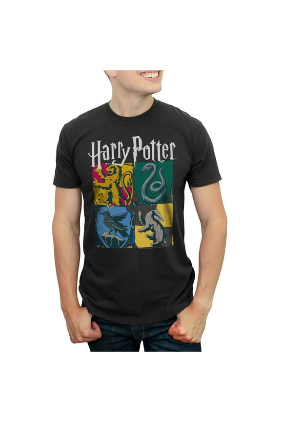Men's Harry Potter Hogwarts Houses Vintage Collage  Graphic Tee Black 2X Large