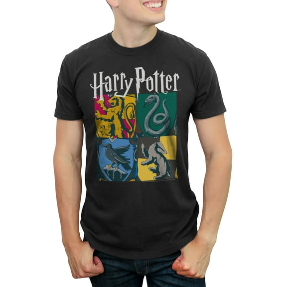 Men's Harry Potter Hogwarts Houses Vintage Collage  Graphic Tee Black Large