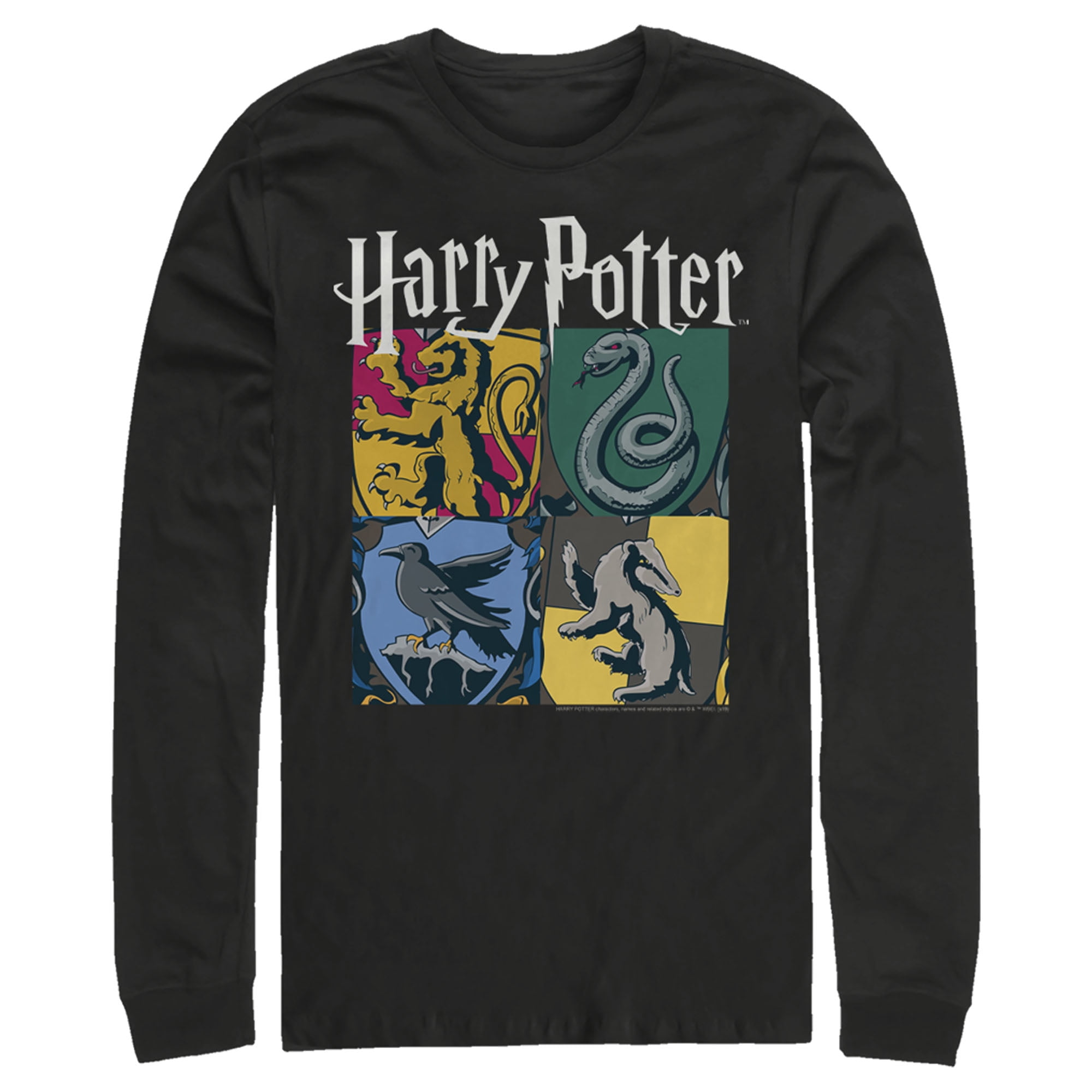 Harry Potter Men's Graphic Hogwarts Houses Vintage Collage Long Sleeve Shirt,  Black, X Large - Walmart.com