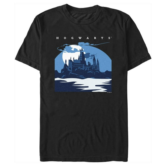 Men's Harry Potter Hogwarts at Night  Graphic Tee Black Medium