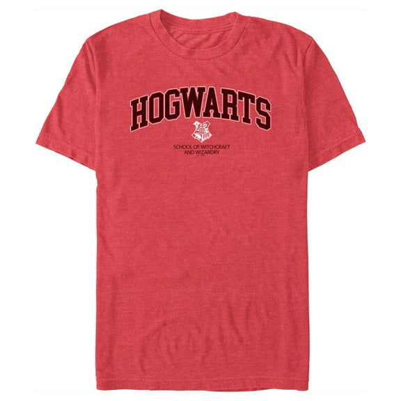 Men's Harry Potter Hogwarts logo Graphic Tee Red Heather Large
