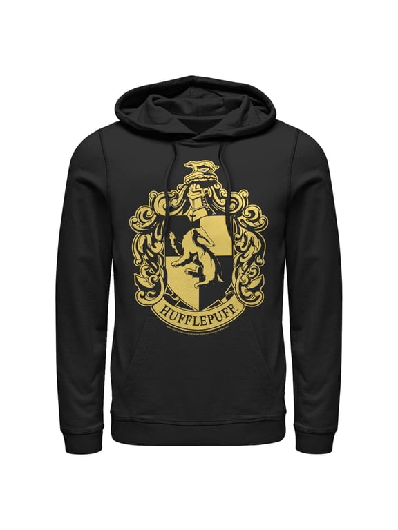 Men's Harry Potter Hufflepuff House Crest Pull Over Hoodie Black Large