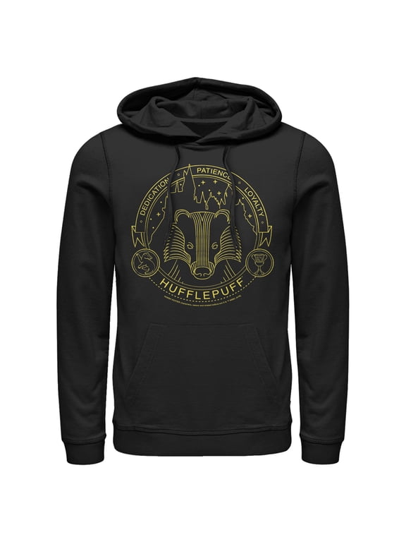 Men's Harry Potter Hufflepuff House Emblem Pull Over Hoodie Black X Large