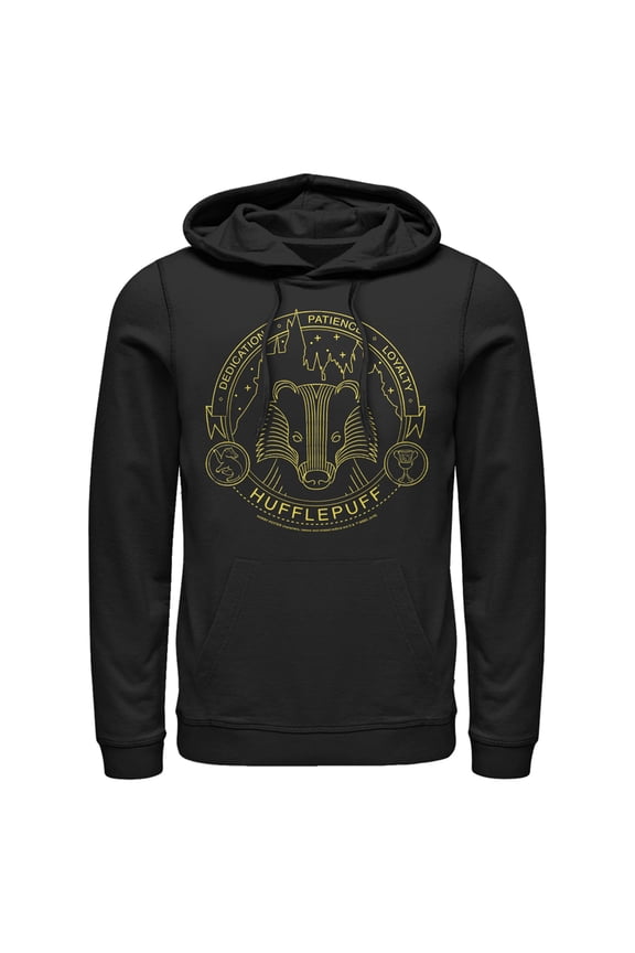 Men's Harry Potter Hufflepuff House Emblem Pull Over Hoodie Black X Large