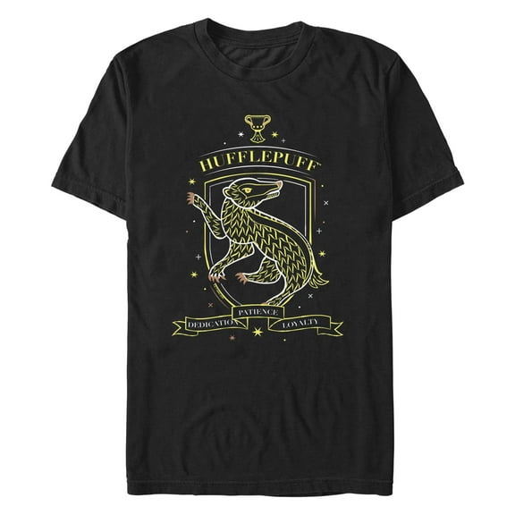 Men's Harry Potter Hufflepuff Lined Mascot  Graphic T-Shirt
