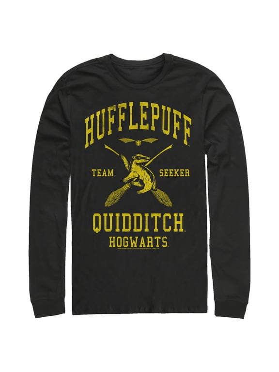 Men's Harry Potter Hufflepuff Quidditch Seeker Long Sleeve Shirt Black Large