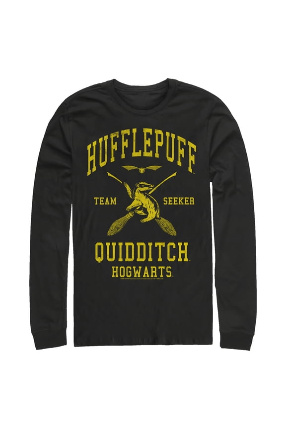 Men's Harry Potter Hufflepuff Quidditch Seeker Long Sleeve Shirt Black X Large