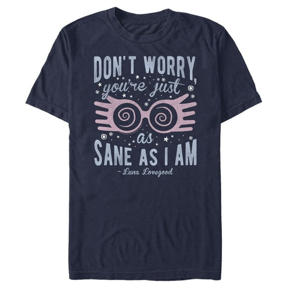 Men's Harry Potter Just As Sane As Luna Lovegood Graphic Tee Navy Blue 2X Large
