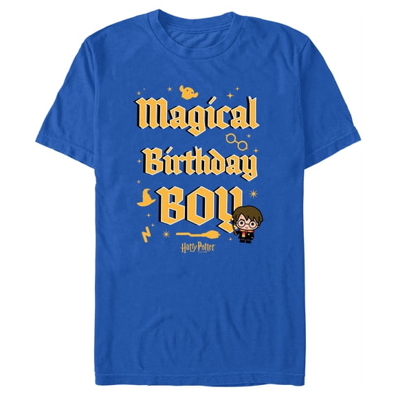 Men's Harry Potter Magical Birthday Boy Icons  Graphic Tee Royal Blue 3X Large