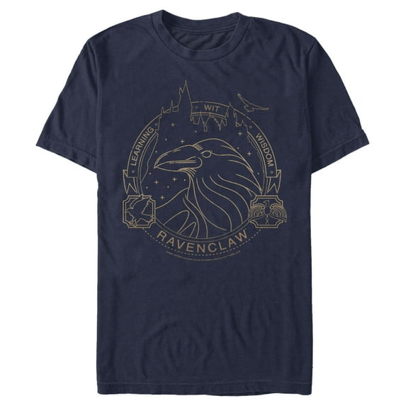 Men's Harry Potter Ravenclaw House Emblem Graphic Tee Navy Blue Medium