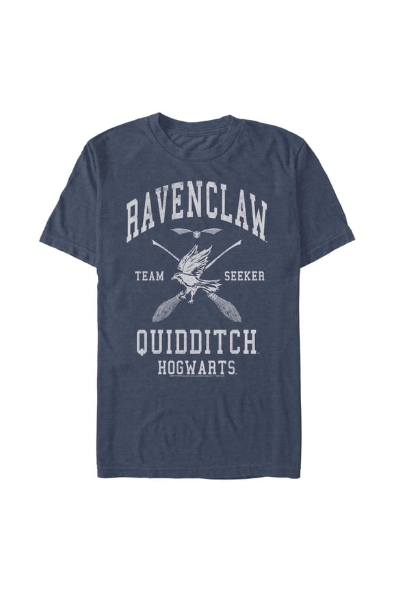 Men's Harry Potter Ravenclaw Quidditch Seeker Graphic Tee Navy Blue Heather Medium