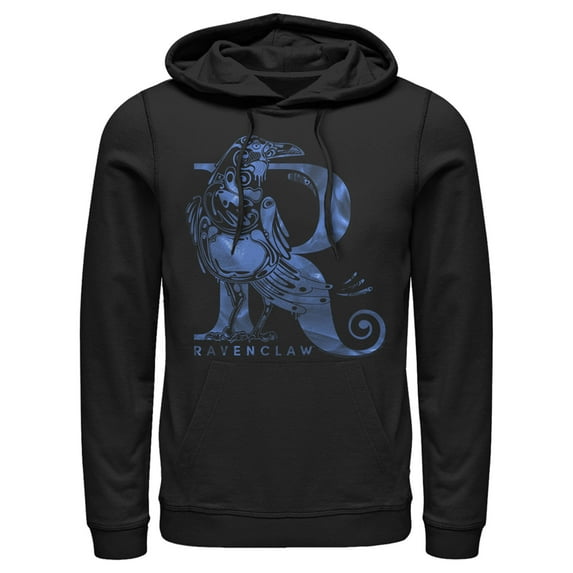 Men's Harry Potter Ravenclaw R Logo Pull Over Hoodie Black Medium