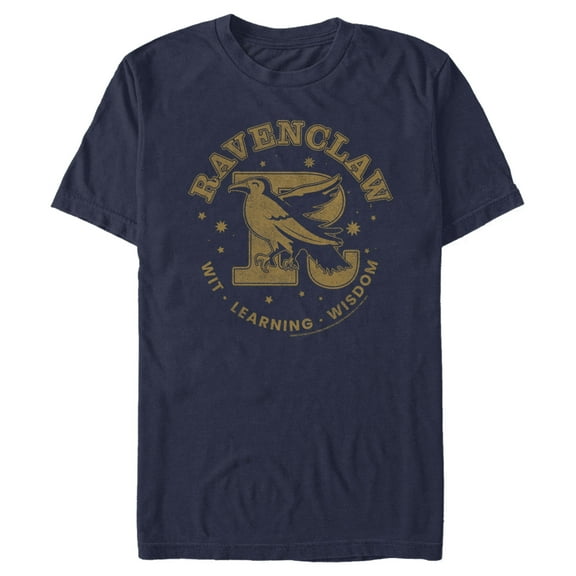 Men's Harry Potter Ravenclaw Wit, Learning, and Wisdom  Graphic Tee Navy Blue X Large