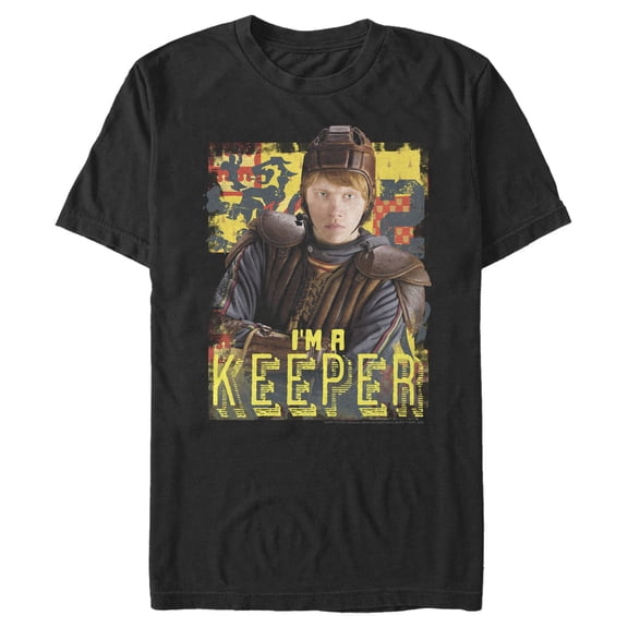 Men's Harry Potter Ron Weasley Keeper Graphic Tee Black X Large