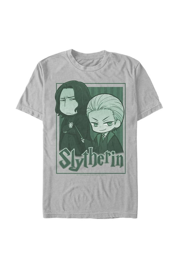 Men's Harry Potter Slytherin Cartoon Characters  Graphic Tee Silver 3X Large