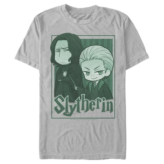 Men's Harry Potter Slytherin Cartoon Characters  Graphic Tee Silver X Large