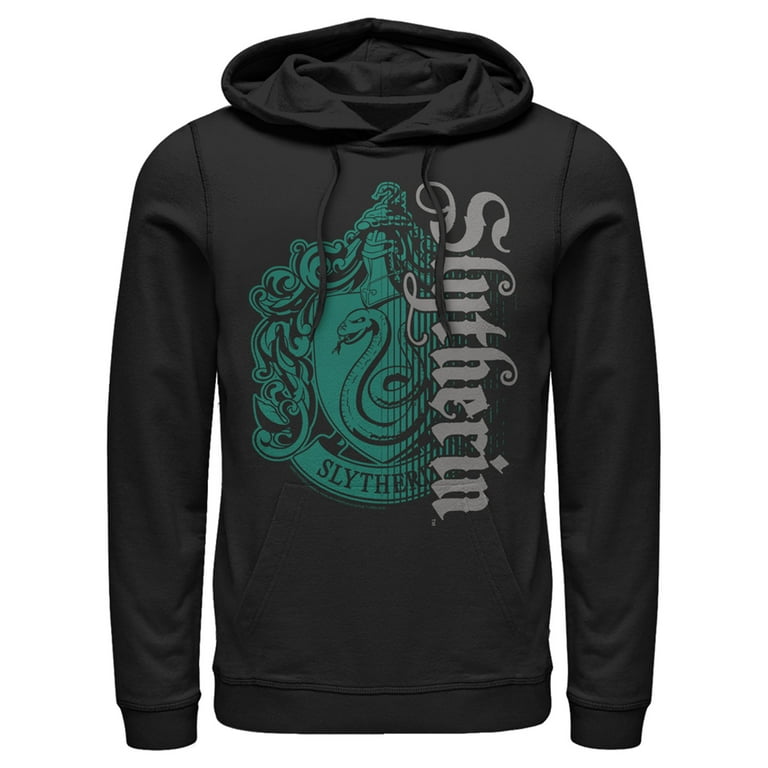 Men s Harry Potter Slytherin Dark Badge Logo Pull Over Hoodie Black Medium Walmart