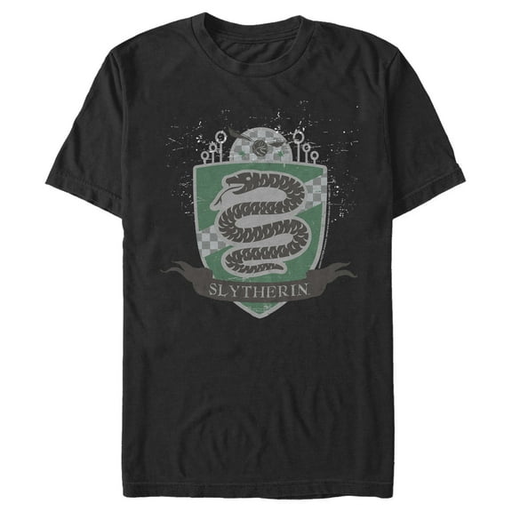 Men's Harry Potter Slytherin House Shield Graphic Tee Black Medium