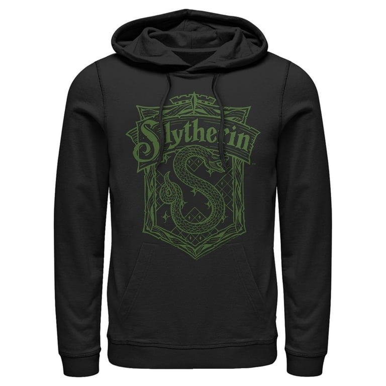 Men s Harry Potter Slytherin Line Art Crest Pull Over Hoodie Black 3X Large