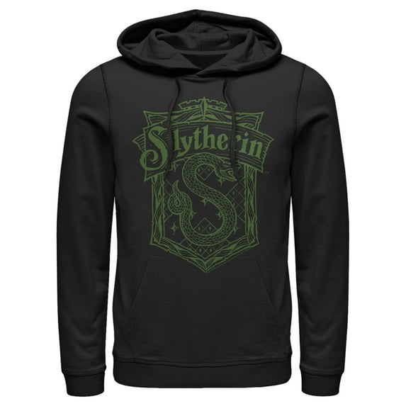 Men's Harry Potter Slytherin Line Art Crest Pull Over Hoodie Black 3X Large